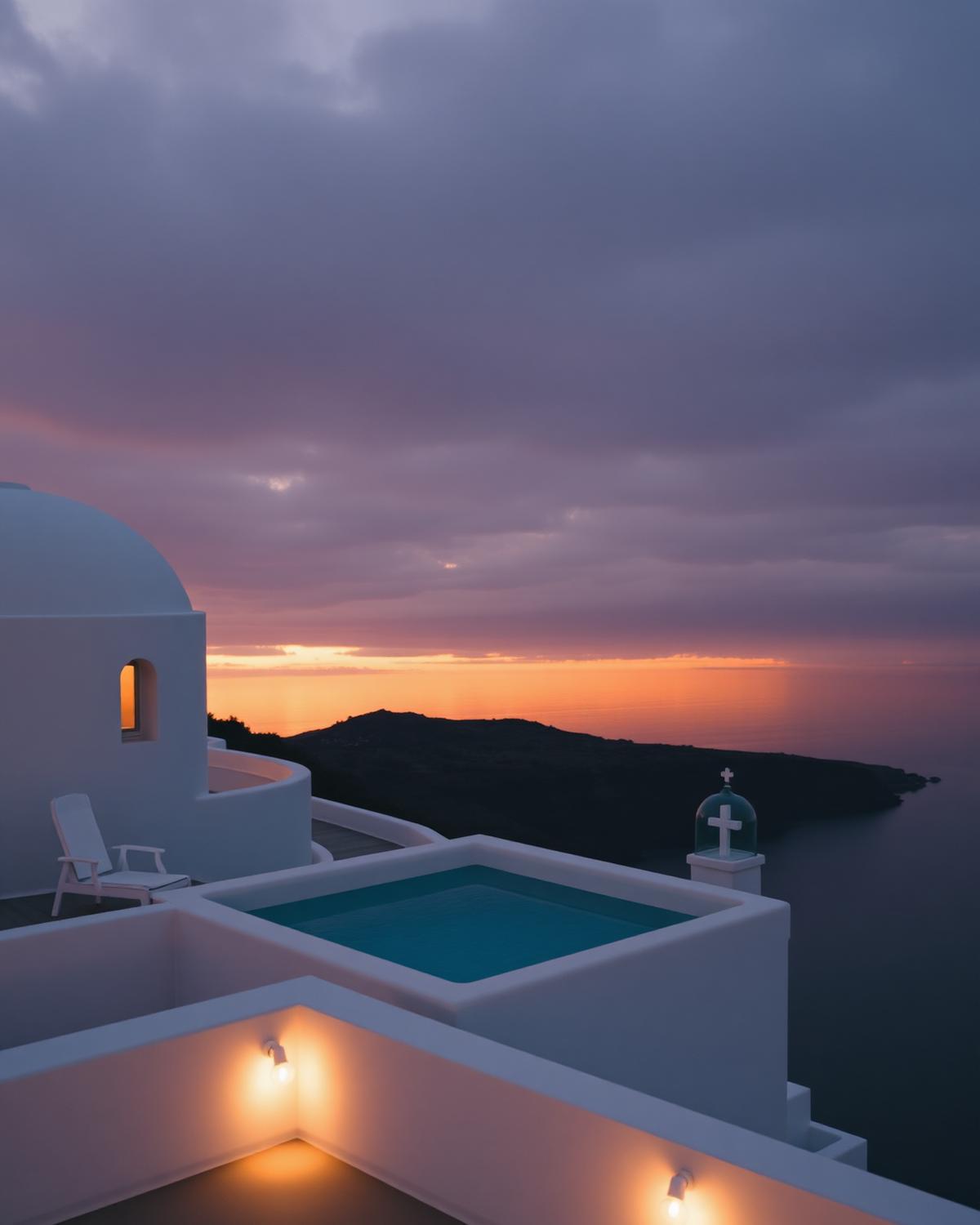 Cliffside luxury villa at sunset